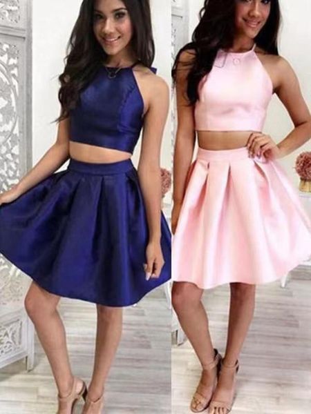 

party dresses halter neck homecoming zipper backless girls' club wear real image two pieces vestido de cocktail dress, White;black