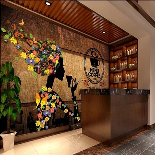 

wallpapers custom meal coffee beauty retro brown wood plank background house industrial decor murals self adhesive 3d
