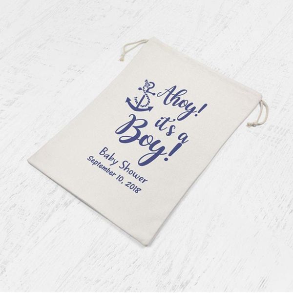 

gift wrap personalized ahoy it's a boy baby shower bags navy blue nautical anchor custom treat for muslin cotton