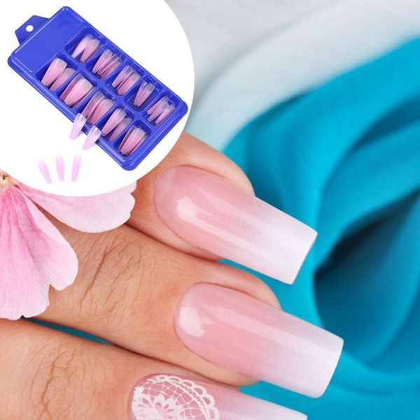 

false nails 50pcs/box nail patch long shape wear-resistance abs ballet med-length fingernail for girls, Red;gold