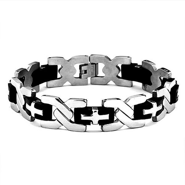 

link, chain men punk stainless steel link bracelets jewelry health geometry men's titanium metal bangles for gifts, Black