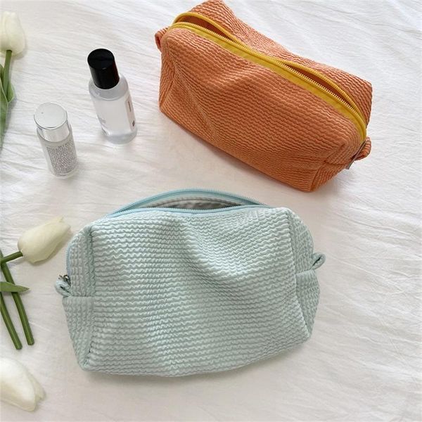 

cosmetic bags & cases canvas women bag cotton cloth makeup pouch hand travel lipstick organizer fashion zipper clutch phone purse