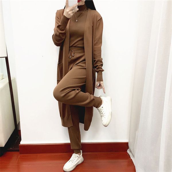 

women's two piece pants terno feminino outono e inverno novo temperamento emagrecimento de malha moda estilo estrangeiro reduÃ§Ã£o ida la, White