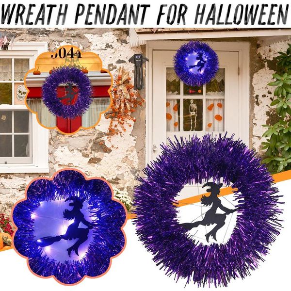 

other home decor 37cm happy halloween wreath with led light up black bat cat pendant decoration for party supplies