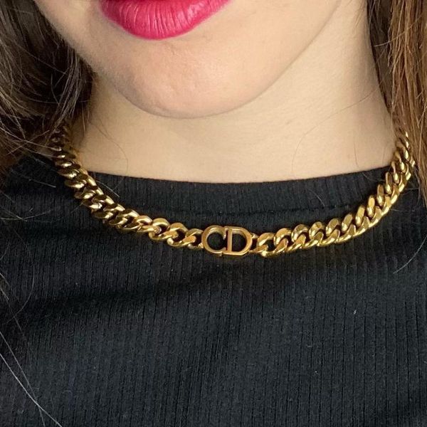 

women's stainless steel necklace chain thick necklace for women punk choker gold letter, Silver