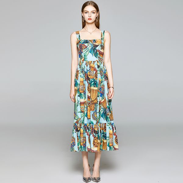 

elegant woman summer spaghetti strap printed dressed track maxi ta9107 l6tx, Black;gray