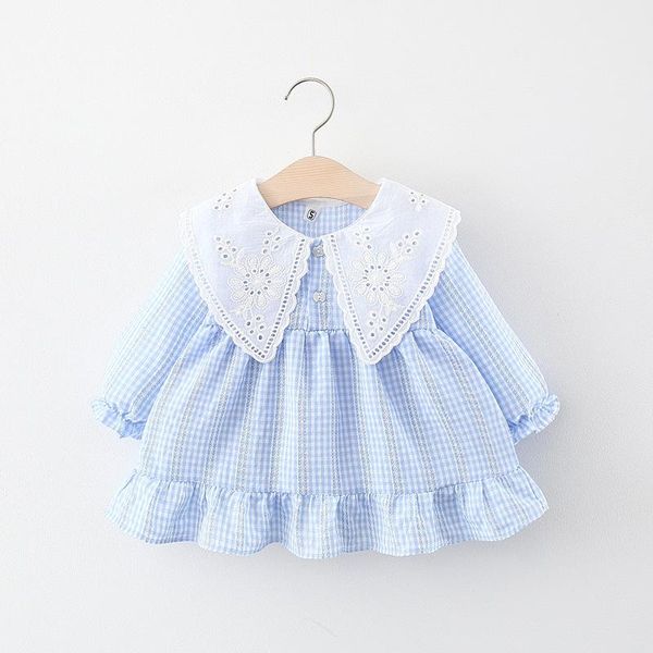 

girl's dresses 2021autumn baby girls lace plaid dress wholesale, Red;yellow