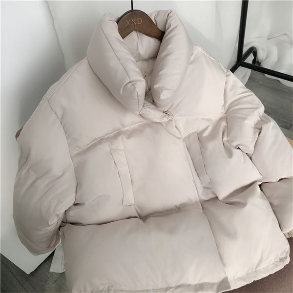

female coat zipper parka winter jacket fashion autumn solid warm casual padded women short stand 211011, Black