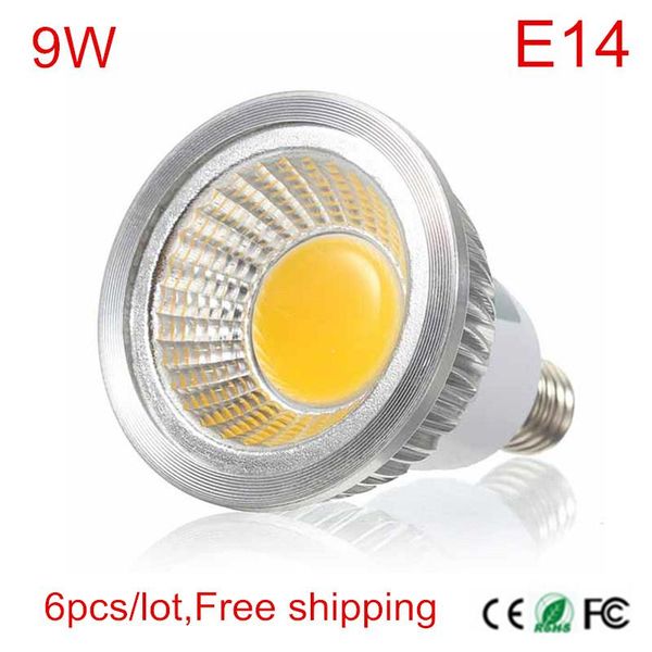 

bulbs 6pcs super power e14 cob chips led lamp ac85-265v 110v-240v bulb light 9w high luminous spotlight indoor lighting