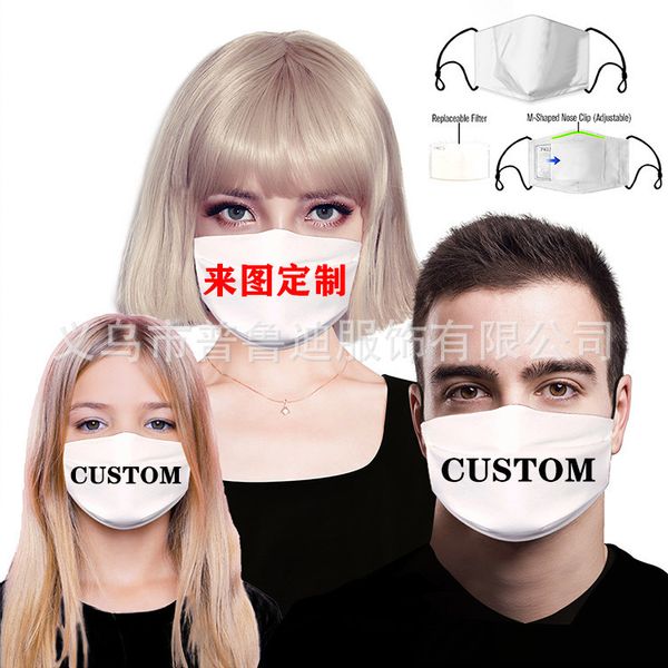 

printing 3d mask dust-proof fashion hanging ear washable straight hair