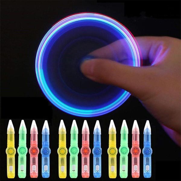 

ballpoint pens 1pcs led colourful luminous spinning pen rolling ball point learning office supplies random color, Blue;orange