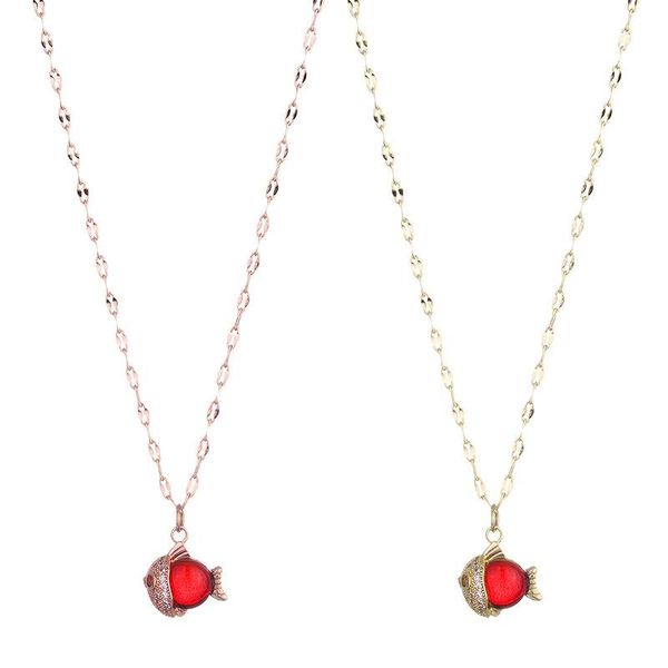 

pendant necklaces goldfish stainless steel necklace with clavicle chain rose gold japanese and korean jewelry women's, Silver