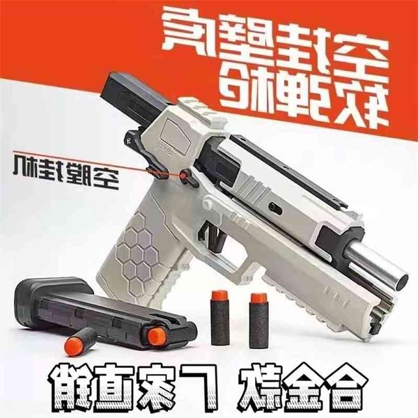 

0165children shooting glock shell throwing toy alloy empty bore hanging gecko launcher soft bullet gun