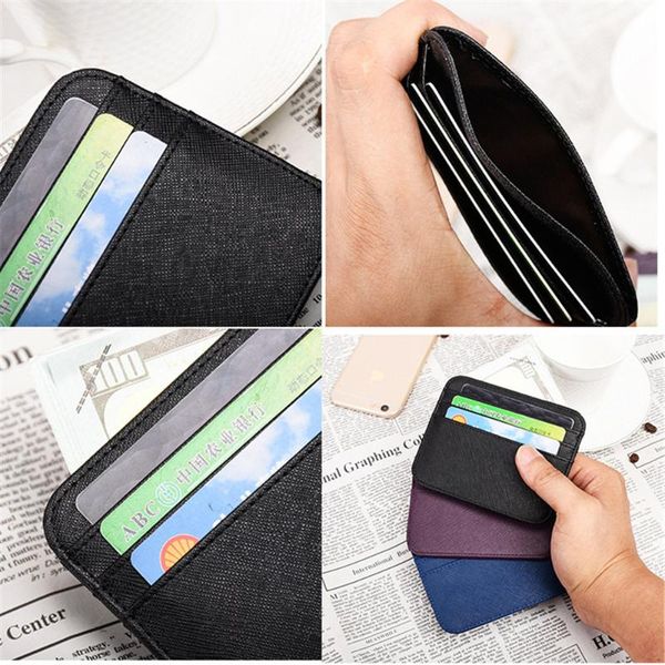 

card holders 1pcs holder slim bank bag id cards coin pouch women men thin business wallet mini pu leather, Brown;gray