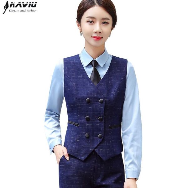 

women's vests 2021 fashion business women vest work uniforms slim v neck formal jackets office interview coat plus size, Black;white