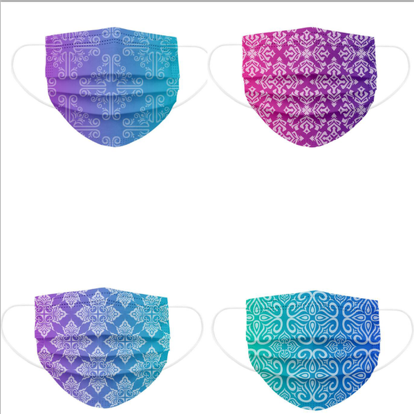 

tie-dye disposable 3 layers of mask melt spray cloth fashion face mask designer protection meltblown disposable facemask printing