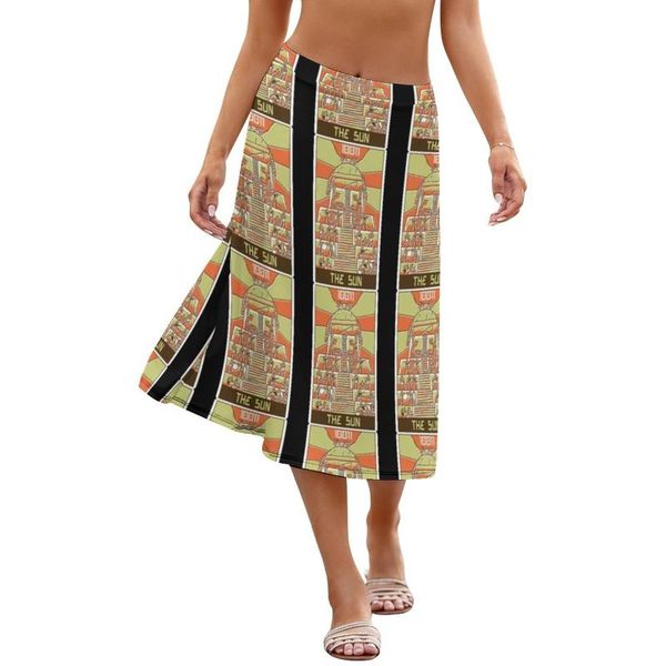

skirts tarot skirt simple polyester women patterns party midi, Black