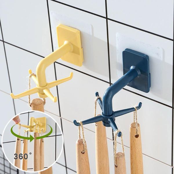 

hooks & rails hook kitchen gadgets accessories bath wall mounted 360Â° rotating coat hang 4-prong storage for bathroom