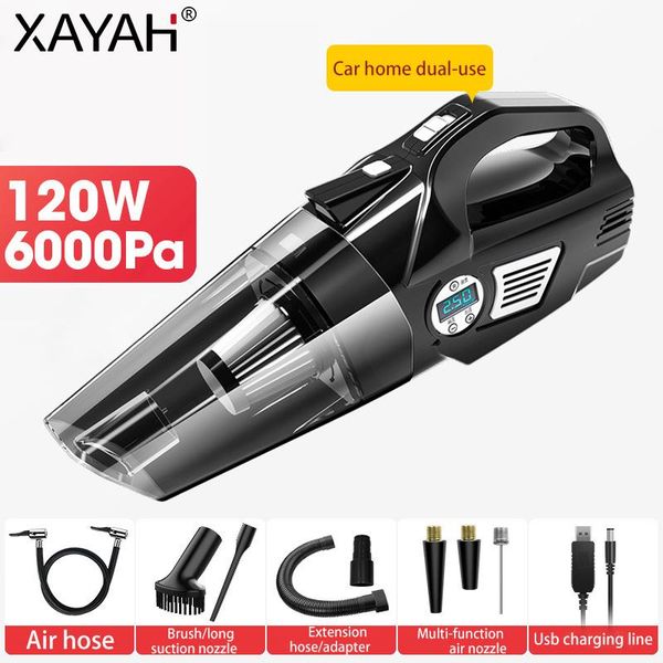 

vacuum cleaner 6000pa 4 in 1 wireless car air pump tire pressure detection 120w powerful inflatable auto compressor