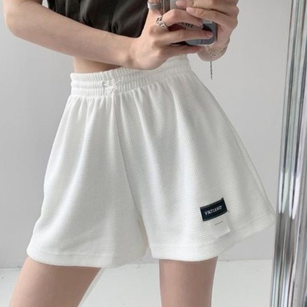 

women's shorts 2021 fashion women waffle oversized 7 colours korean workout pink summer a421, White;black