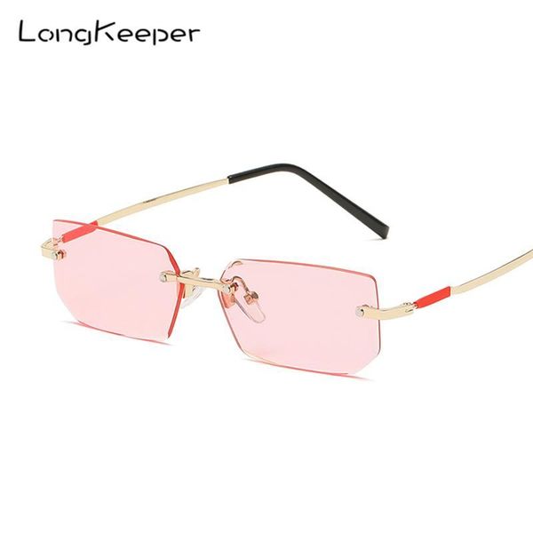 

sunglasses rimless rectangle women vintage small square sun glasses ladies irregular cutting lens eyewear zonnebril dames, White;black