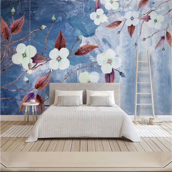 

wallpapers milofi nordic oil painting retro flower decoration background wall