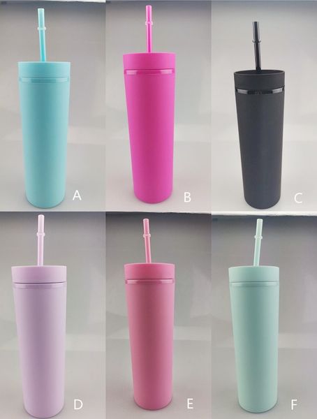 

fast ship 16oz matte acrylic tumblers colored coffee mug skinny tumbler double wall plastic tumblers with lid straw