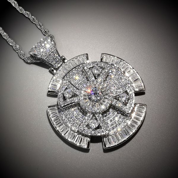

spinner cross pendant necklace 2 colors new arrival aaa zircon mens necklace fashion rap hip hop jewelry, Silver