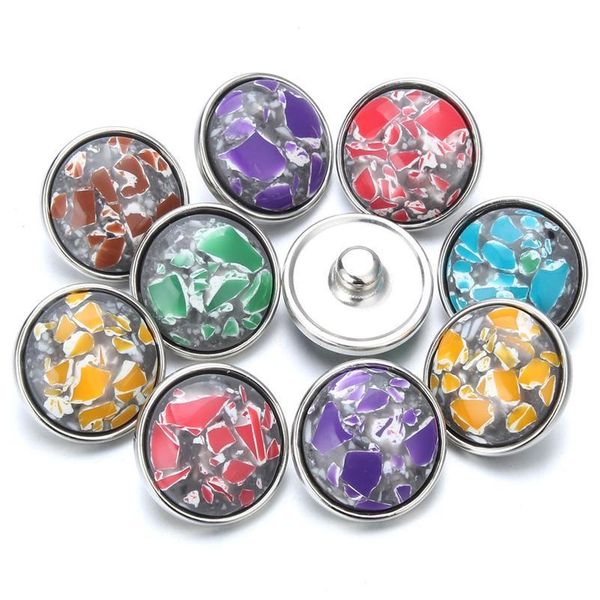 

10pcs/lot mixed 18mm snap buttons jewelry resin stone buttons snaps charms fit snap bracelet bangles for wom qyldln
