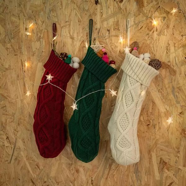 Vergleiche mit ähnlichen Artikel Neue personalisierte hochwertige Strick Weihnachtsstrumpfgeschenk Taschen Strick Weihnachten Dekorationen Weihnachten Stocking Große dekorative Socken