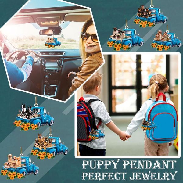 

decorative objects & figurines creative pendant decoration car dog sunflower truck rearview mirror ornaments interior accessories for home