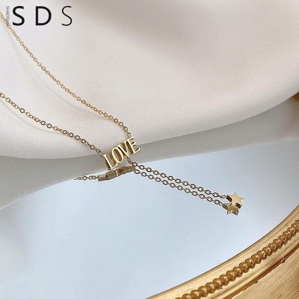 

pendant necklaces european and american retro titanium steel necklace female ins tide luxury letter niche design sense net red wild clavic, Silver