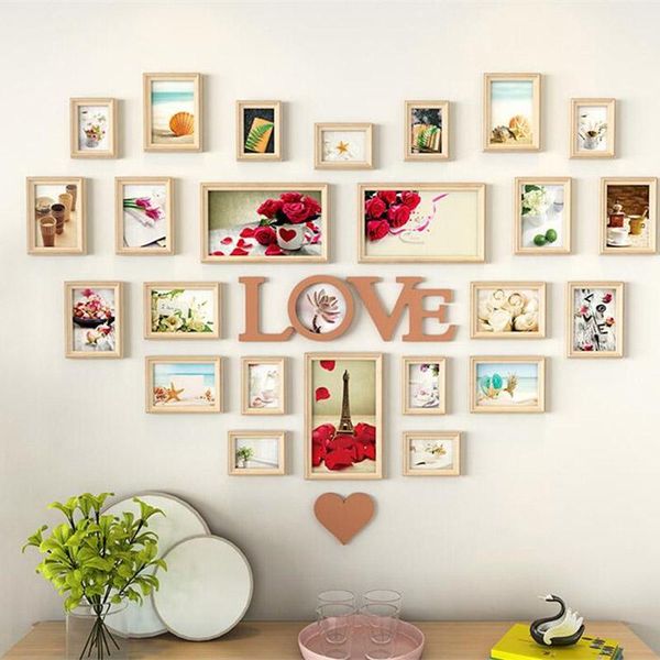 

frames heart-shaped po wall decoration picture frame combination for background creative couple love travel memory home decor layout