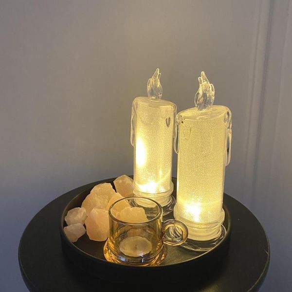 

party decoration acrylic led light glowing candle safe soft plastic electronic portable feast for birthday ornament