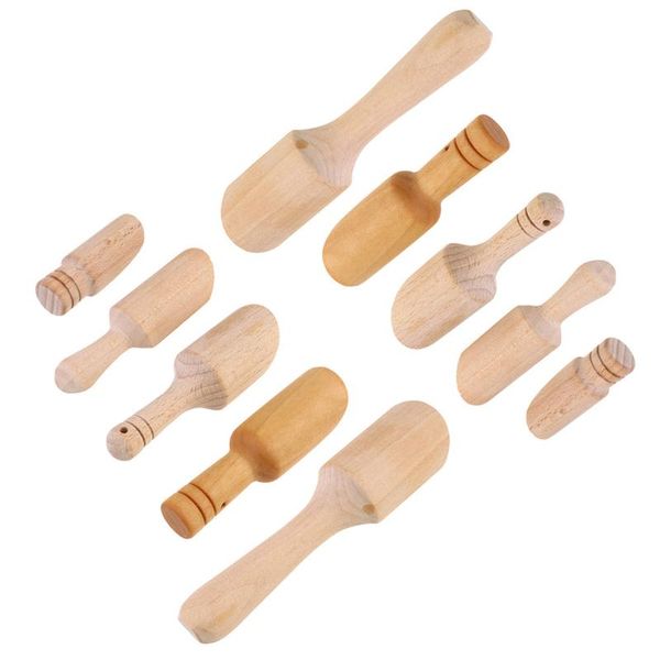 

spoons 10pcs wooden salt spoon wood seasoning tea shovel kitchen gadget