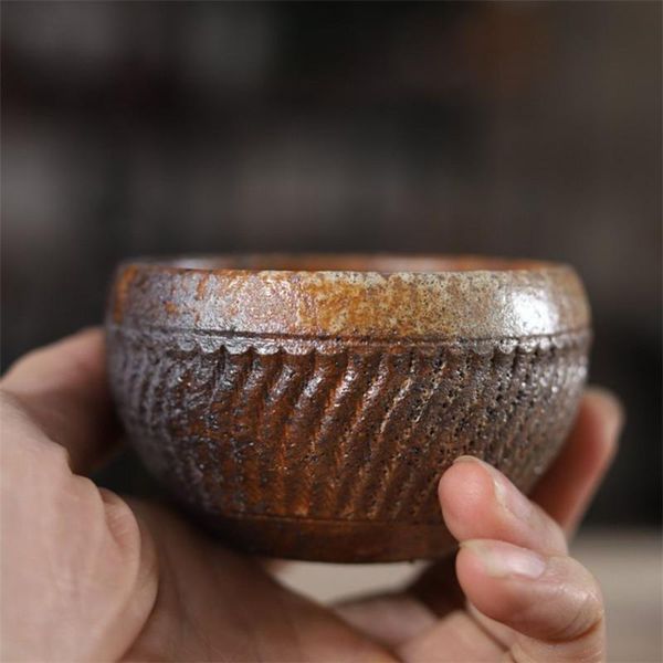

cups & saucers vintage coarse pottery master cup japanese style rust glaze teacup ceramic kiln change small tea bowl office water mu