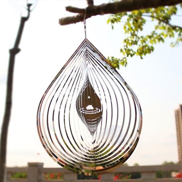 

decorative objects & figurines creative stainless steel 3d water droplets wind chimes flowing light ornaments for outdoor garden house hangi