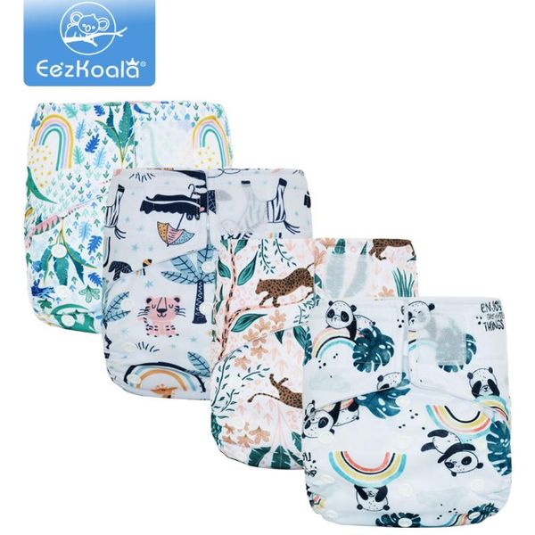 

cloth diapers eezkoala 4pcs/set eco-friendly diaper fast dry baby reusable&washable insert nappy snap/hook&loop closure