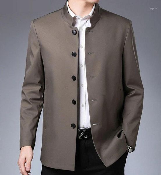 

spring and autumn men's fashion business coat middle aged jacket father's long button windbreaker jackets, Black;brown