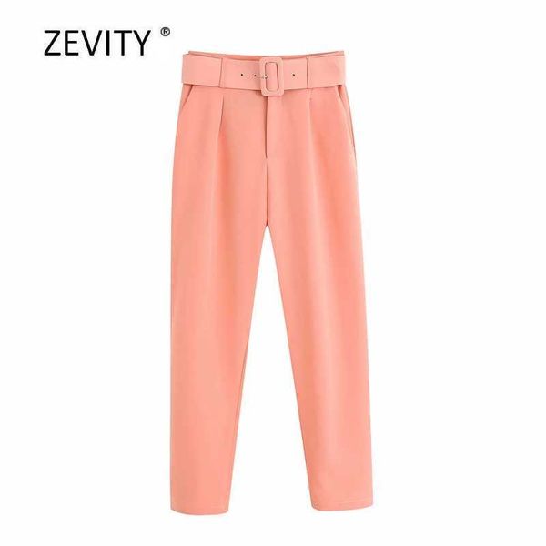 

women fashion solid color high waist sashes straight pants femme zipper fly casual trousers office ladies chic pants p873 210603, Black;white