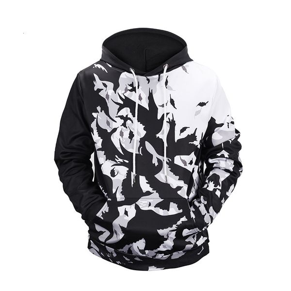 

fashionautumn high leisure quality mens and winter large fat guy hoodie men's sweater trend hooded digital printing 3d effect, Black