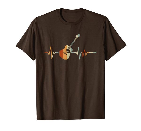 

vintage acoustic guitar heartbeat shirt-guitar musician tee, White;black