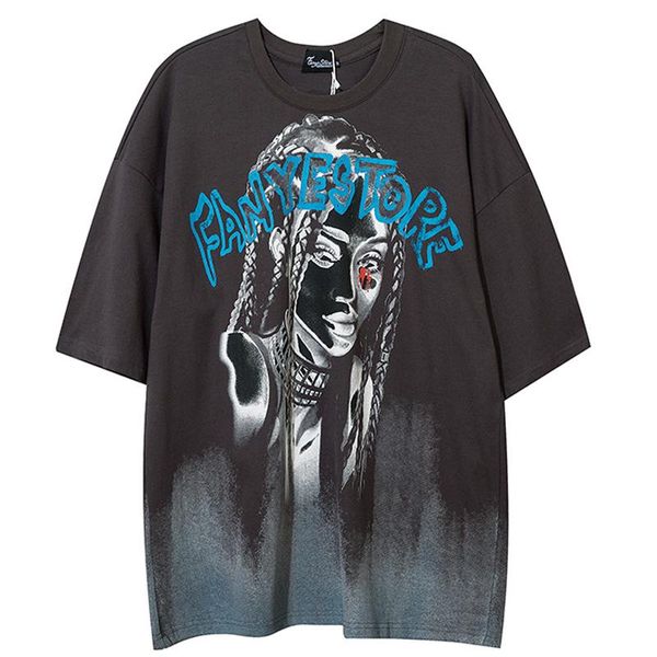 

men's t-shirts 100% cotton t shirts mens tie dye printed shirt hiphop short sleeve summer o-neck oversize gray tees, White;black