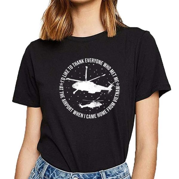 

women's t-shirt t shirt women veteran day vietnam thank everyone airport who casual black print female tshirt, White