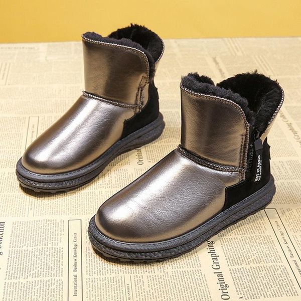 

boots 2021 winter snow women thickened plush warm shoes platform waterproof non-slip flat cotton woman ankle, Black