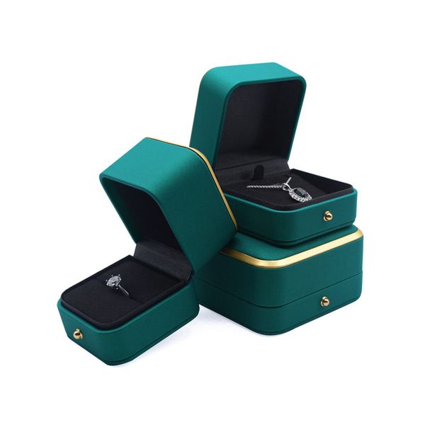 

new luxurious gold-rimmed jewelry box blackish green ring pendant bracelet necklace storage box jewelry organizer gift earrings, Black;white