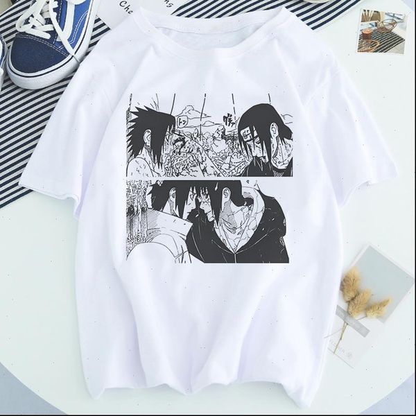 

vogue women tshirt naruto 2021 summer harajuku short sleeve t shirt japanese anime funny t shirt streetwear camiseta de hombre, White