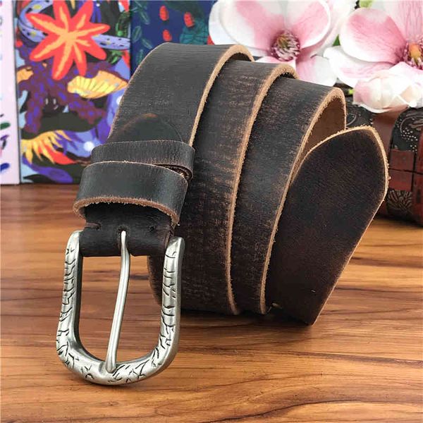 

belts vintage genuine leather men metal pin buckle long waist jeans for ceinture homme riem cinto mbt0046 moo9, Black;brown