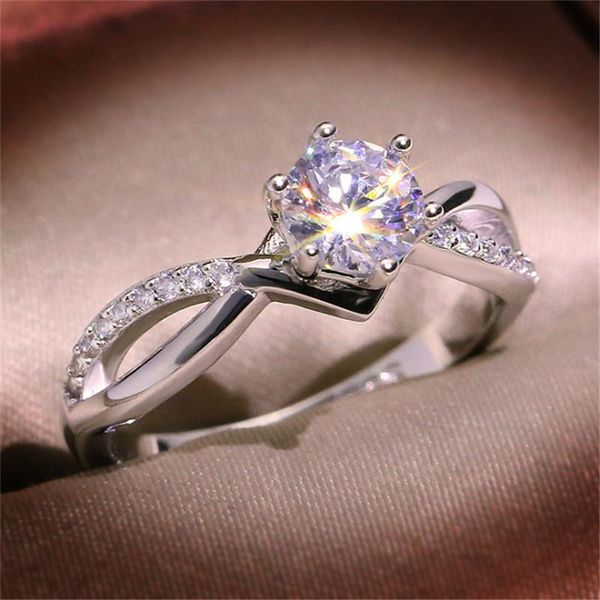 

wedding rings fashion jewelry filled with zircon ring courtship women's party anniversary gift, Slivery;golden