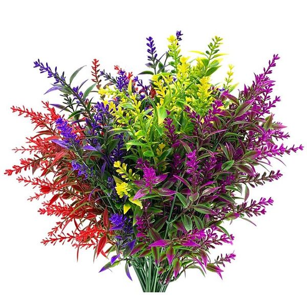 

decorative flowers & wreaths 20 bundles artificial lavender outdoor uv resistant plastic fake plants, faux plants
